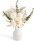 Small Artificial Flowers in Ceramic Vase 13.5" Centerpieces Coffee Table Decor, Silk Flower Arrangements for Home Decor Indoor Fake Flower Bouquet for Dining Room Kitchen Wedding, White